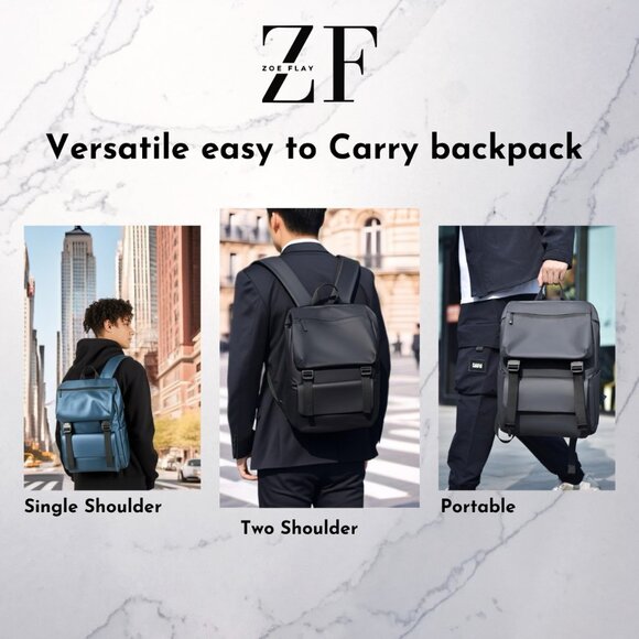 Laptop Business Backpack for Men For College & Travel Waterproof Anti Theft BLUE - Picture 10 of 13